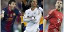 Lionel Messi, Franck Ribéry y Cristiano Ronaldo