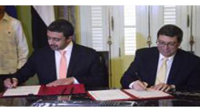 Firma de Acuerdos Cuba y Emiratos Árabes Unidos