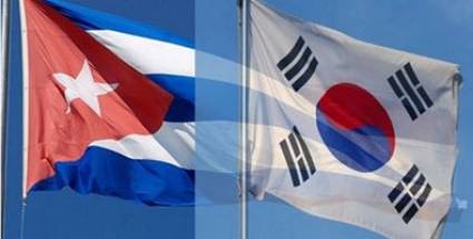 Banderas de Cuba y Sudcorea